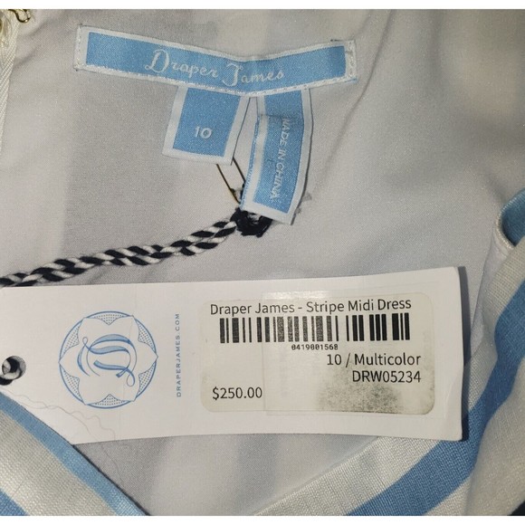 NWT Draper James Sz 10 Blue & White Stripe Midi Dress Sleeveless Modern Classic - Picture 10 of 14
